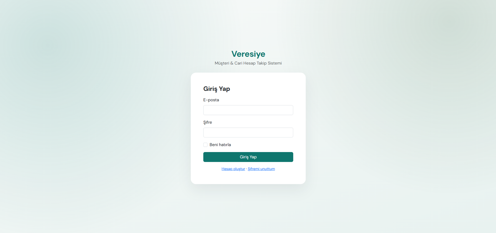 Veresiye — Müşteri & Cari Hesap Takip Sistemi